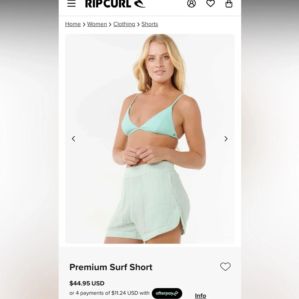 Rip Curl premium surf shorts in Aqua size large. Nwt